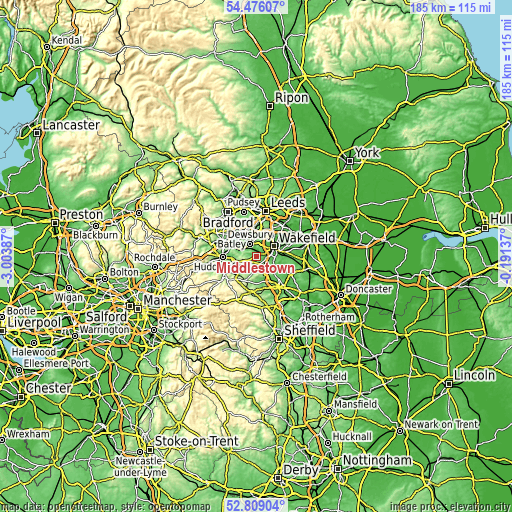 Topographic map of Middlestown