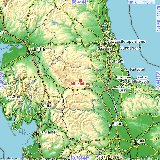 Topographic map of Mickleton