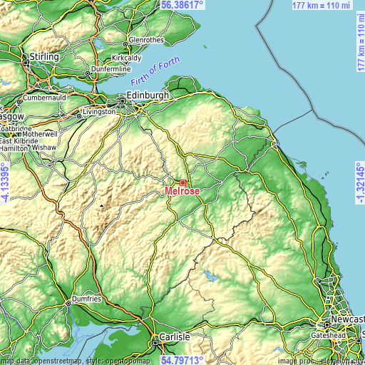 Topographic map of Melrose