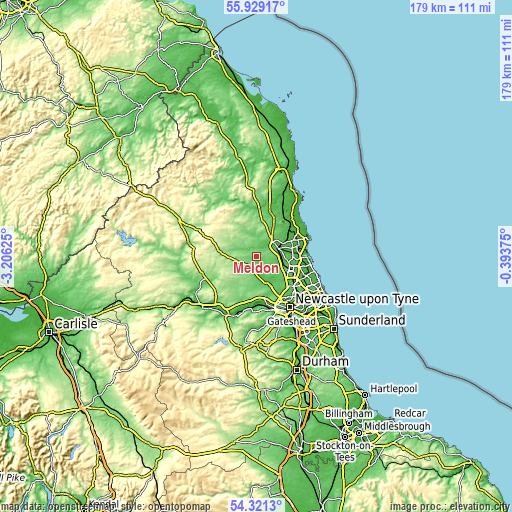 Topographic map of Meldon