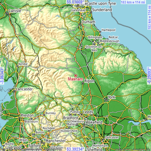 Topographic map of Masham