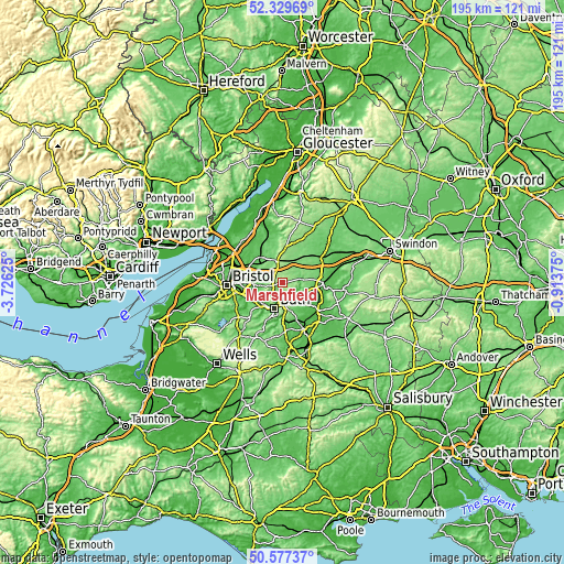 Topographic map of Marshfield