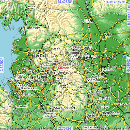 Topographic map of Marsden