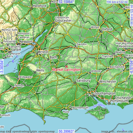 Topographic map of Market Lavington