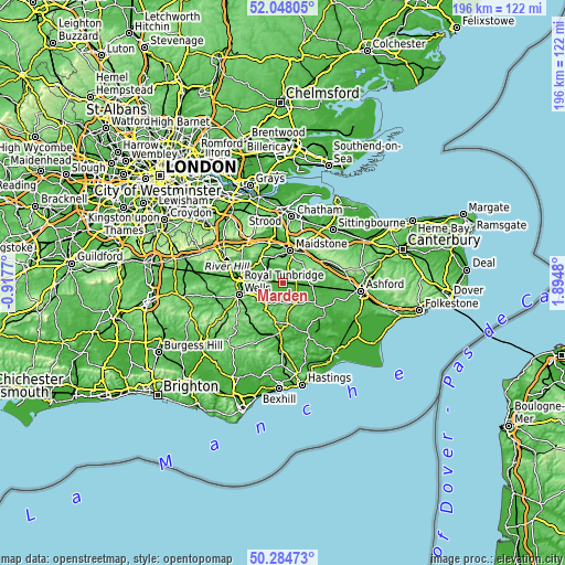 Topographic map of Marden