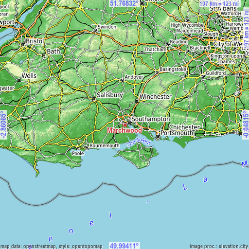 Topographic map of Marchwood