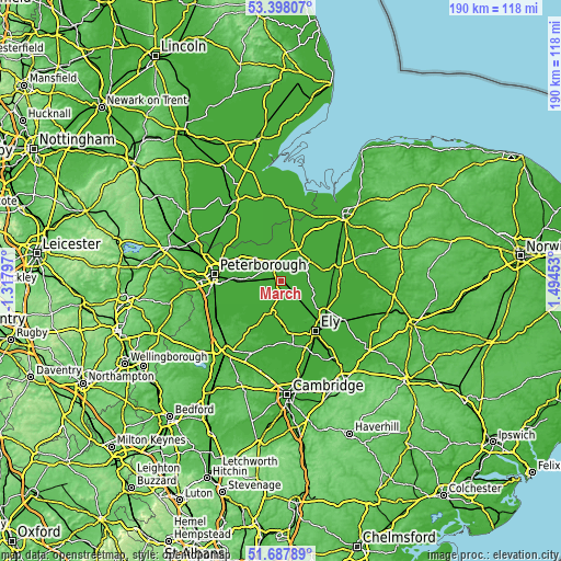 Topographic map of March