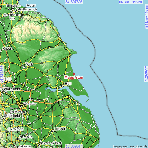 Topographic map of Mappleton