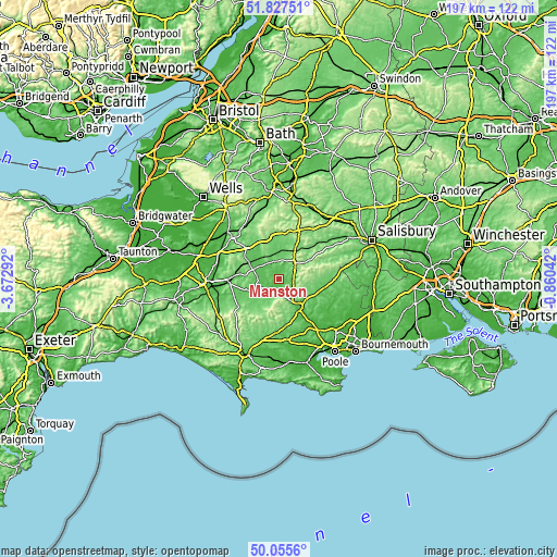 Topographic map of Manston