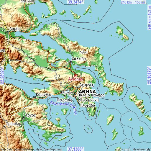 Topographic map of Avlónas