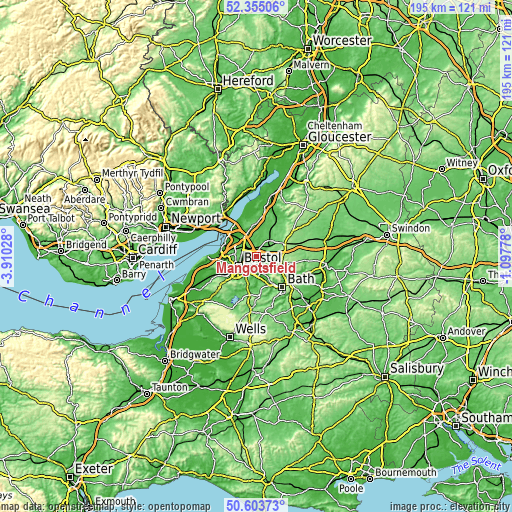 Topographic map of Mangotsfield