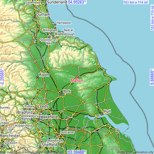 Topographic map of Malton