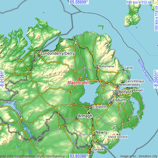 Topographic map of Magherafelt