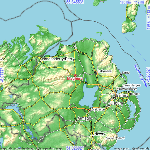 Topographic map of Maghera