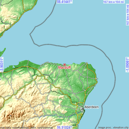 Topographic map of Macduff