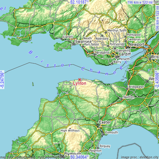 Topographic map of Lynton