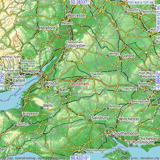 Topographic map of Lyneham