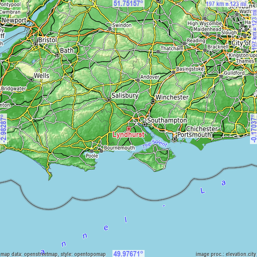 Topographic map of Lyndhurst