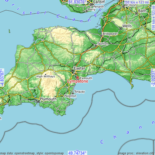 Topographic map of Lympstone