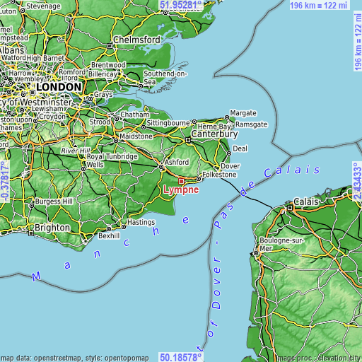 Topographic map of Lympne