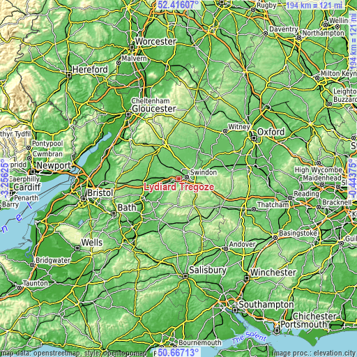 Topographic map of Lydiard Tregoze