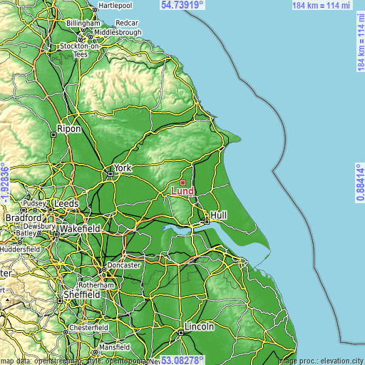 Topographic map of Lund