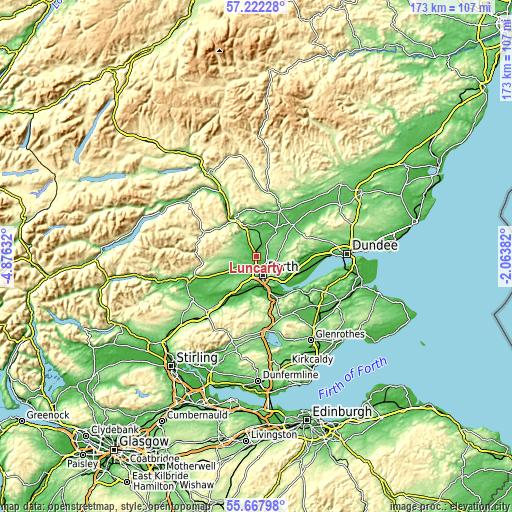 Topographic map of Luncarty