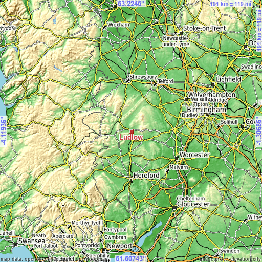 Topographic map of Ludlow