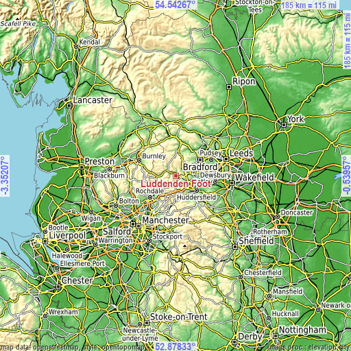 Topographic map of Luddenden Foot