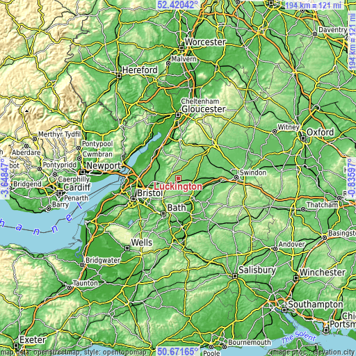 Topographic map of Luckington