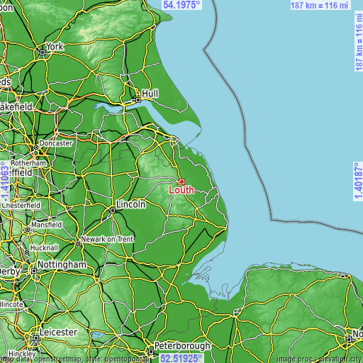 Topographic map of Louth