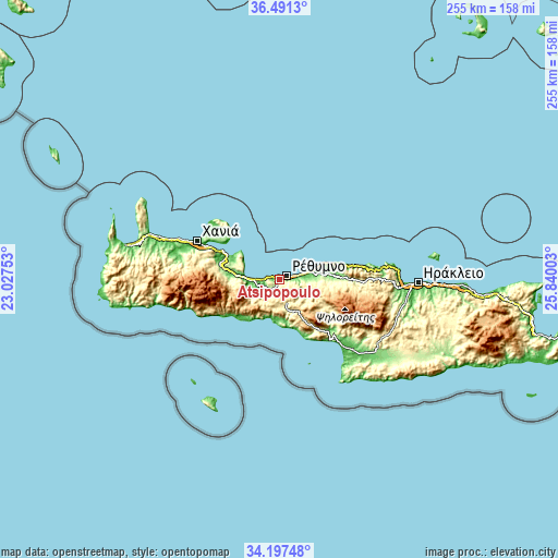 Topographic map of Atsipópoulo