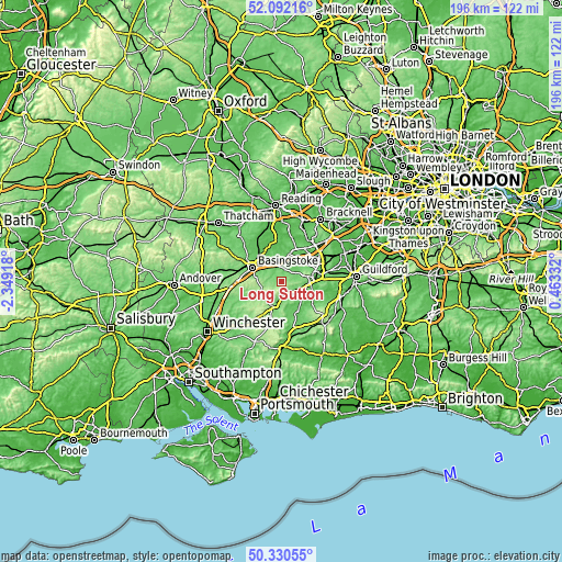 Topographic map of Long Sutton