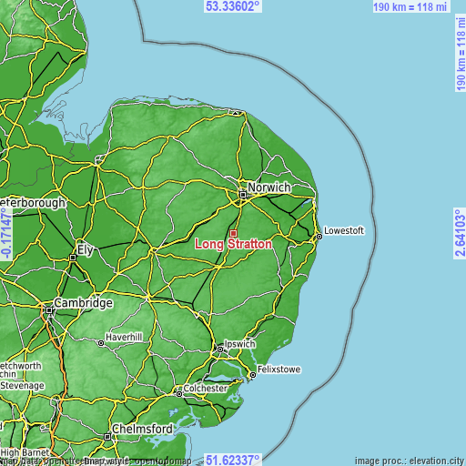 Topographic map of Long Stratton