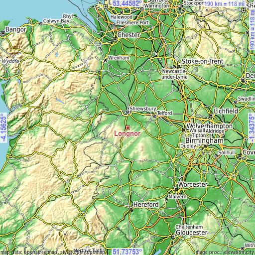 Topographic map of Longnor