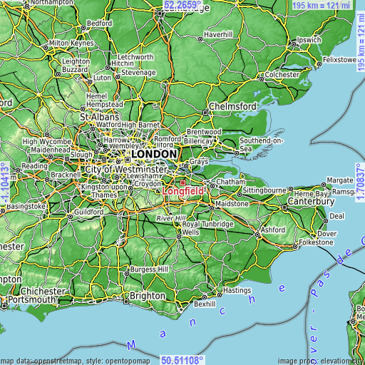 Topographic map of Longfield