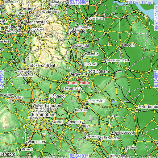 Topographic map of Long Eaton