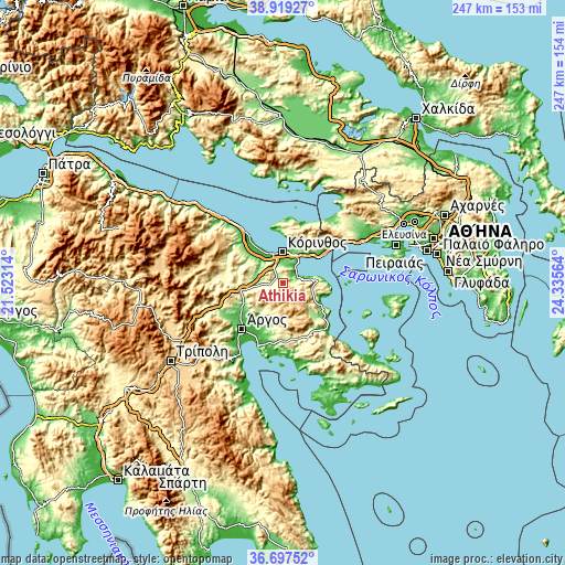 Topographic map of Athíkia