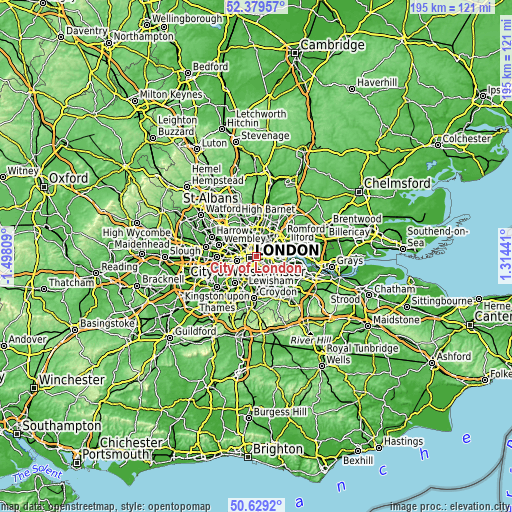 Topographic map of City of London