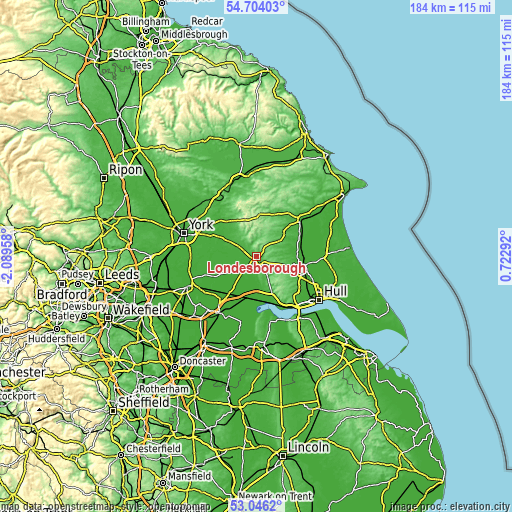 Topographic map of Londesborough