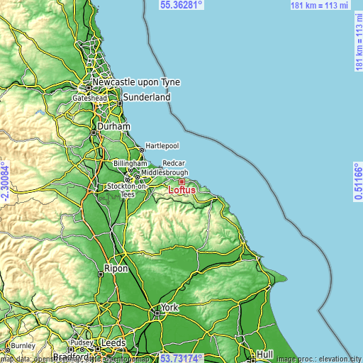 Topographic map of Loftus