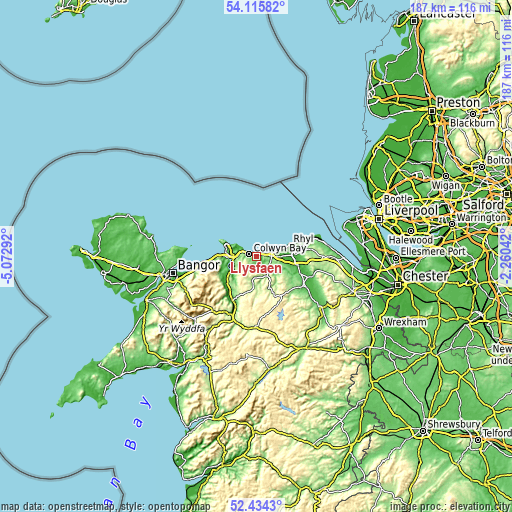 Topographic map of Llysfaen