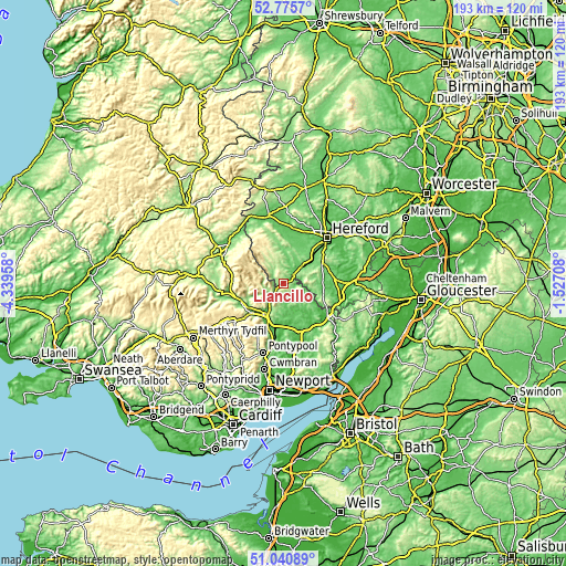 Topographic map of Llancillo