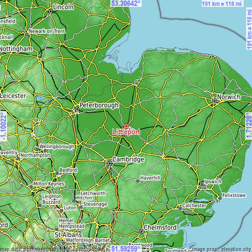 Topographic map of Littleport