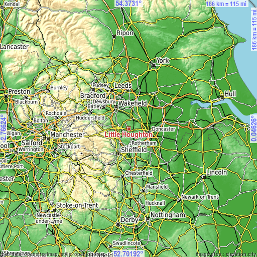 Topographic map of Little Houghton