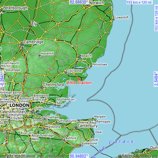 Topographic map of Little Clacton