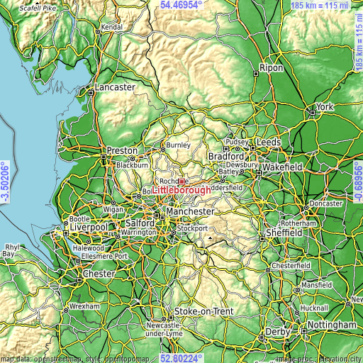 Topographic map of Littleborough