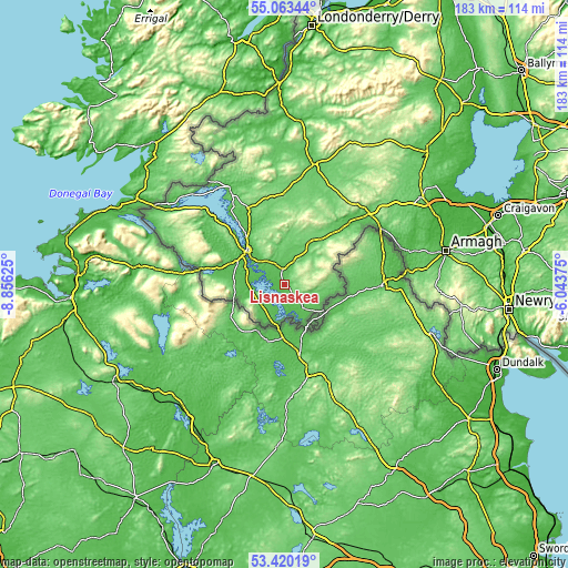 Topographic map of Lisnaskea