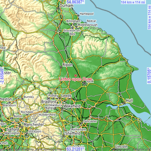 Topographic map of Linton upon Ouse