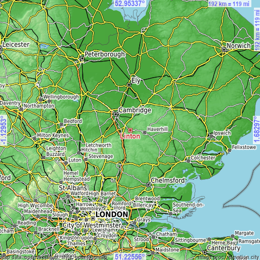 Topographic map of Linton